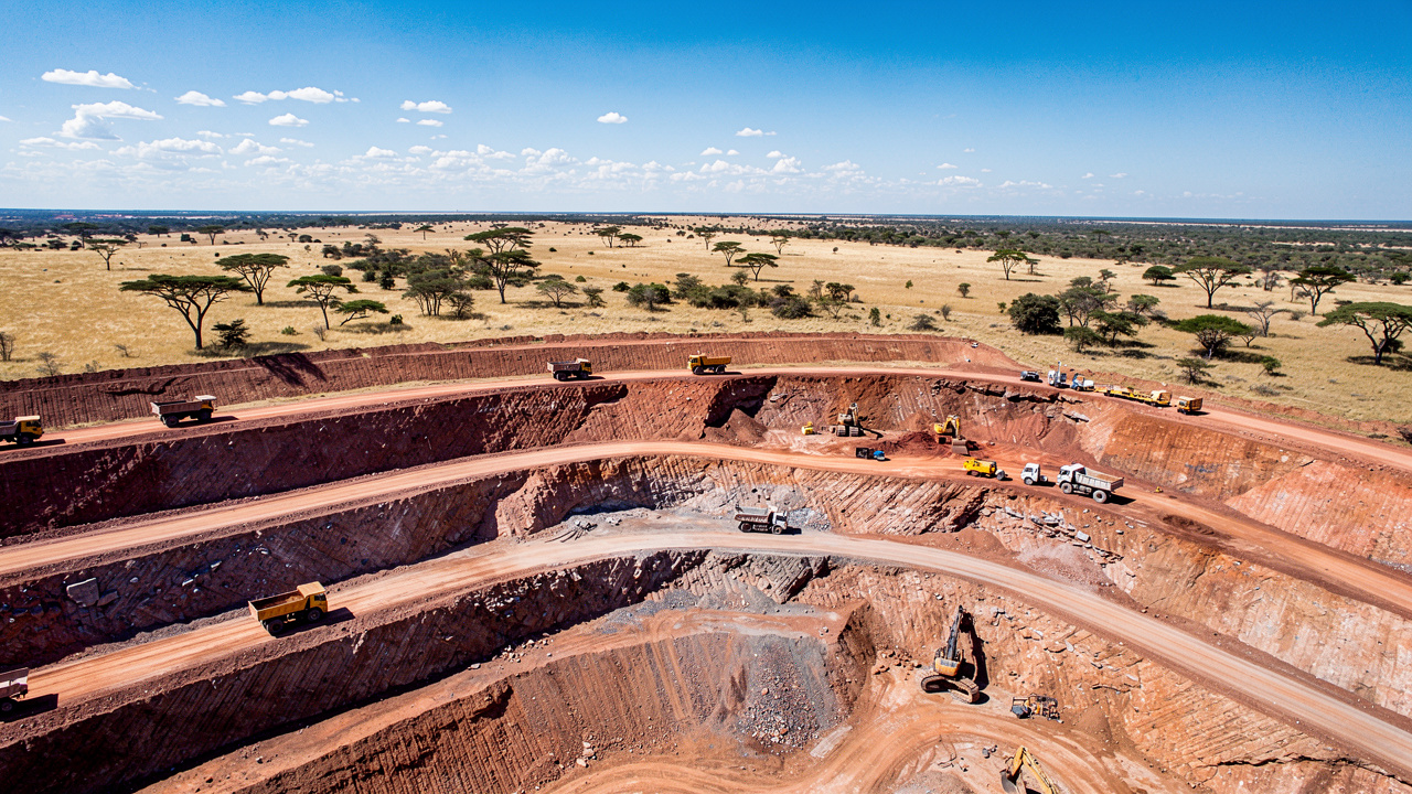 Aerial view of graphite mining operation in Tanzania